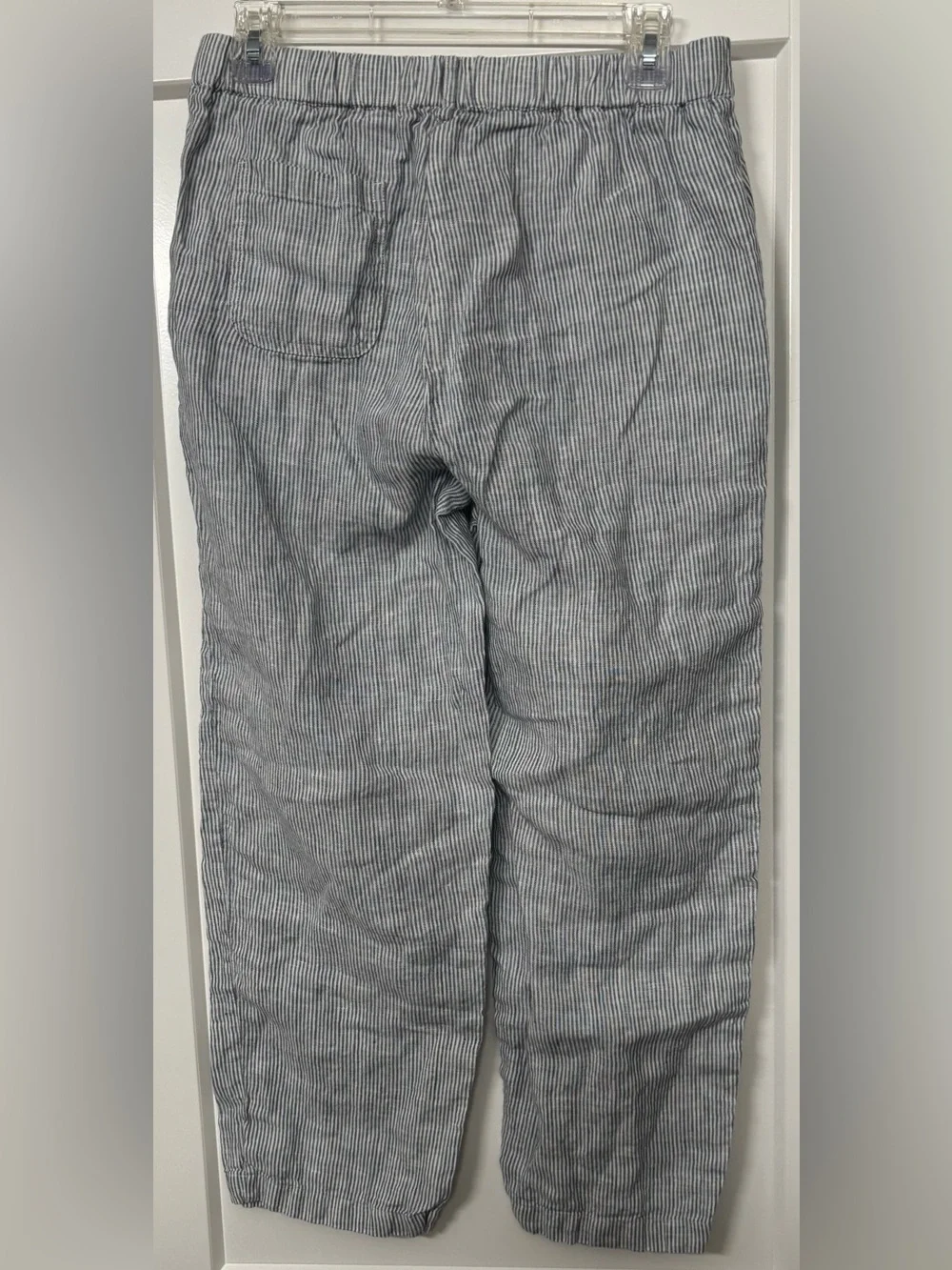 Quince 100% European Linen Pants Blue Pinstripe Small Vacation Resort Casual